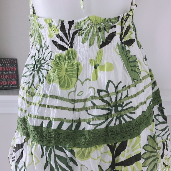 🚫Mileage Floral Tiered Top Tie Back Green White Plus Size 1X, New w/Tag - Picture 7 of 11